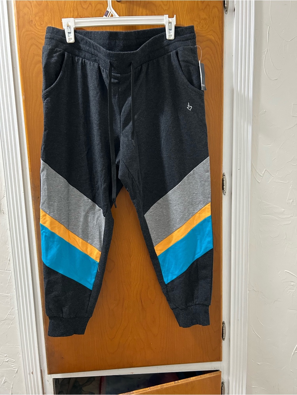 Torrid Women’s Black Joggers with Gray, Gold & Blue Colorblocks